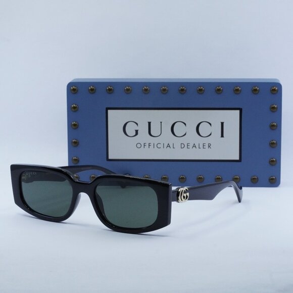 Gucci GG1534S 001 Rectangle Sunglasses - Black/Grey - Picture 1 of 11